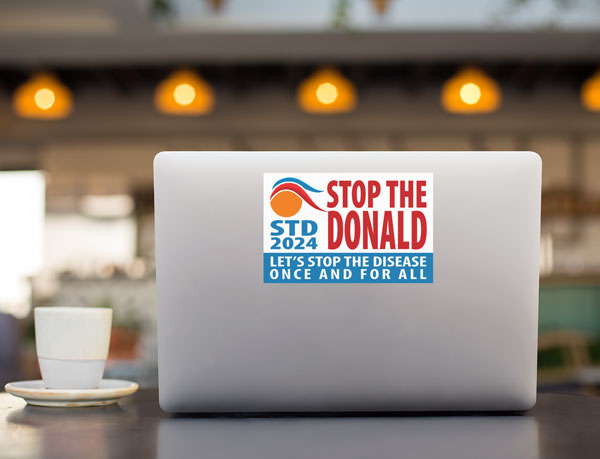 STD Stop the donald sticker on laptop