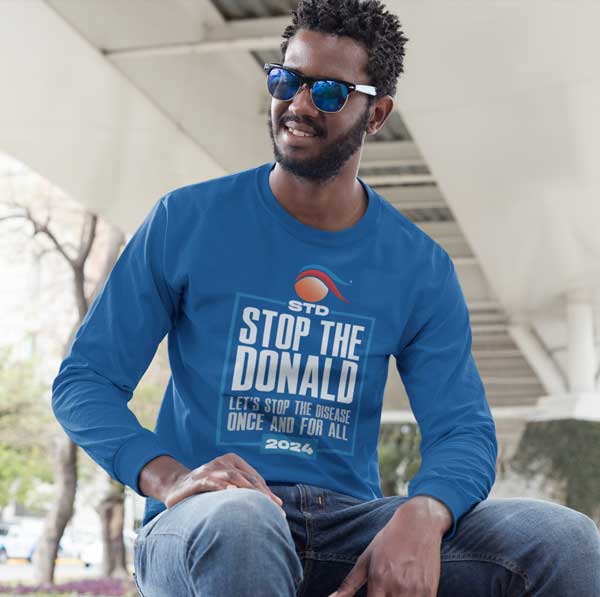 royal blue stop the donald long sleeve on male
