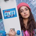 vote blue in 2022 skateboard sticker