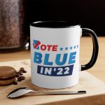 Vote-Blue-in-22-Coffee-Cup | Black Handle